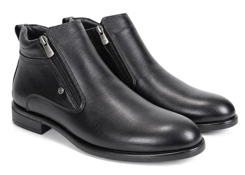 Alessandro Ferretti Men's Black Genuine Leather Dress Ankle Boots with Dual Zippers and Warm Lining – PESHTERA™