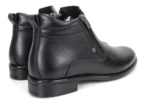 Alessandro Ferretti Men's Black Genuine Leather Dress Ankle Boots with Dual Zippers and Warm Lining – PESHTERA™