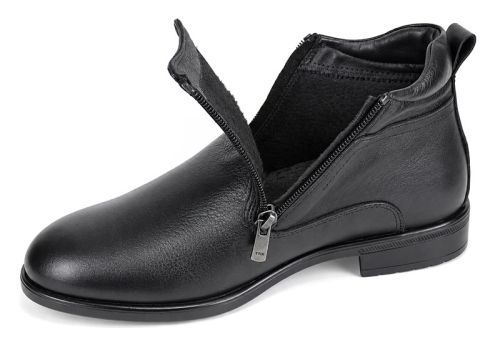 Alessandro Ferretti Men's Black Genuine Leather Dress Ankle Boots with Dual Zippers and Warm Lining – PESHTERA™