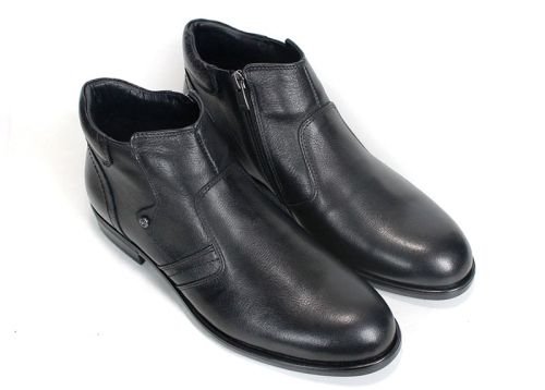 Ghete elegante pentru bărbați Dario Bellucci din piele naturală moale, negre, cu fermoar și căptușeală călduroasă – PESHTERA™