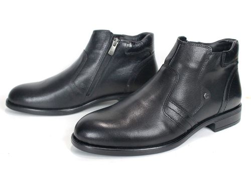 Ghete elegante pentru bărbați Dario Bellucci din piele naturală moale, negre, cu fermoar și căptușeală călduroasă – PESHTERA™
