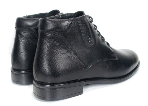 Matteo Ricciardi Men's Elegant Black Genuine Leather Ankle Boots with Laces, Side Zipper and Warm Lining – PESHTERA™