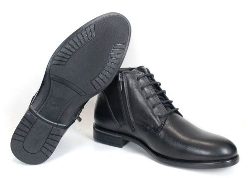 Matteo Ricciardi Men's Elegant Black Genuine Leather Ankle Boots with Laces, Side Zipper and Warm Lining – PESHTERA™