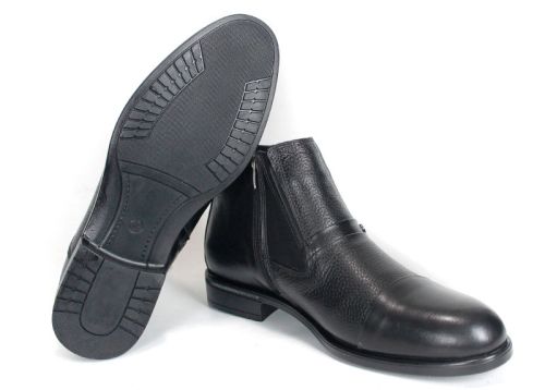 Leonardo Ferrante – Men's Elegant Black Ankle Boots in Smooth and Textured Genuine Leather